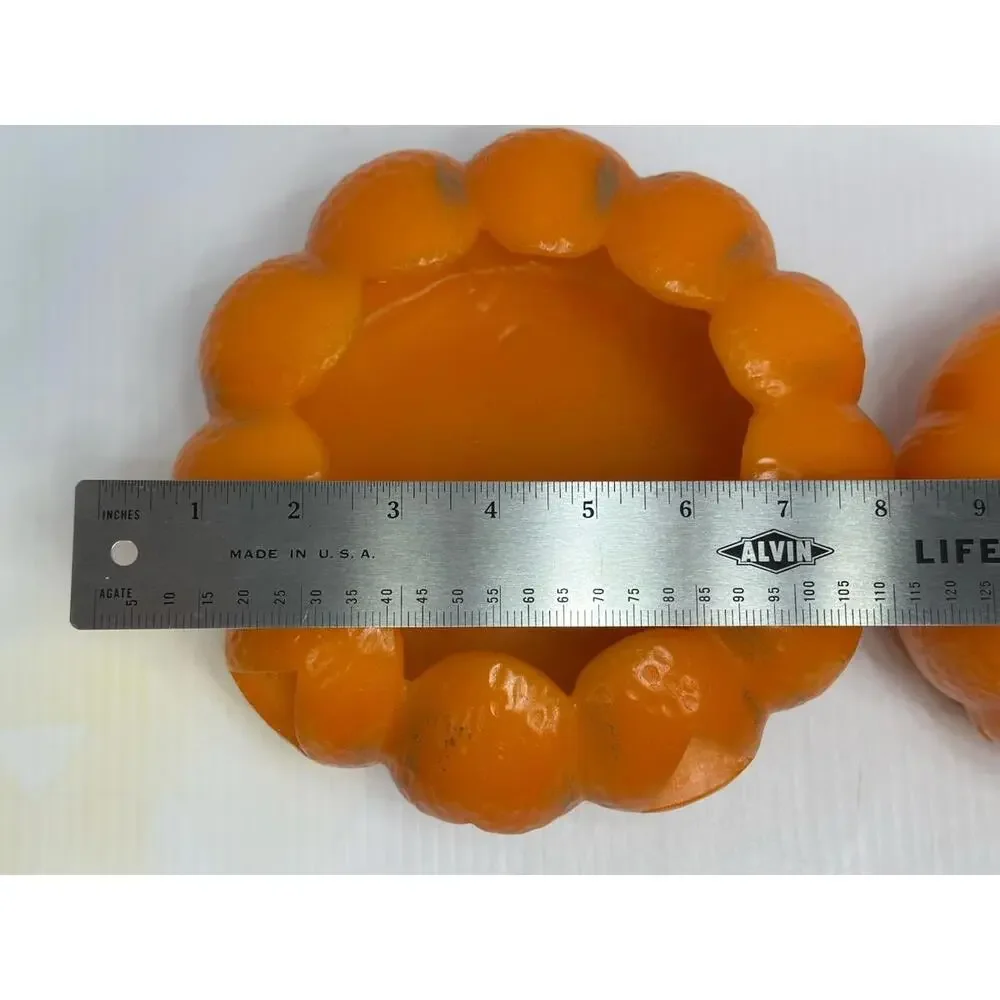 3 VTG Wax Jack o lantern Halloween Pumpkin Luminary‎ Electric Tea Light Holder